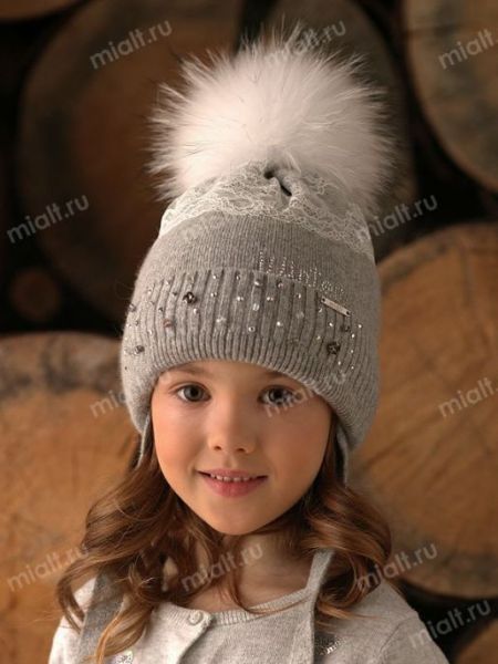 Серая детская шапка зима MIALT - Фабрика детских головных уборов MIALT