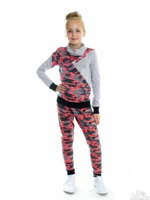 Красные камуфлированные брюки для девочек - Производитель детской одежды Скат