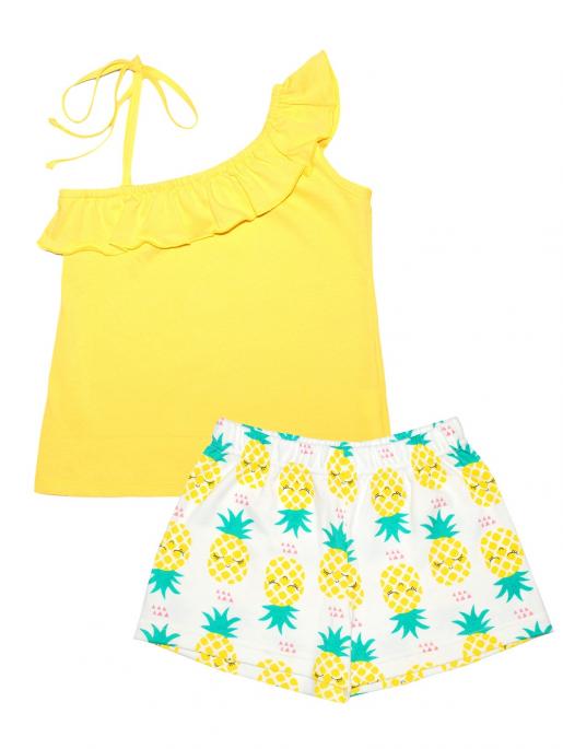 Комплект для девочки с воланом Жёлтый ананас 817 - Производитель дизайнерской  детской одежды  из натуральных материалов ТМ Mister Bon & Miss Bon