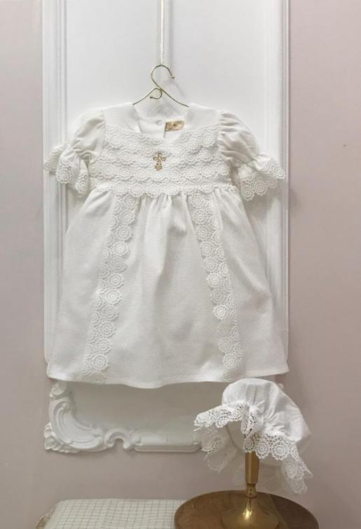 Платье крестильное Ажур с капором 010316 - Фабрика одежды для новорожденных Jolly baby
