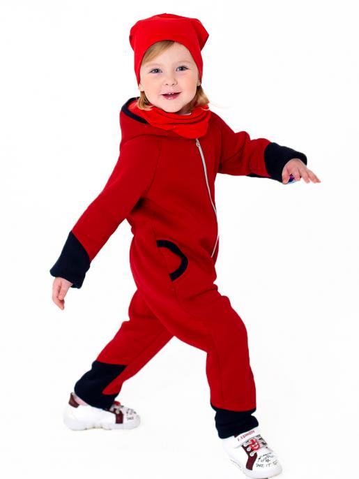 Комбинезон комбинированный, красный - Фабрика детской одежды Дашенька