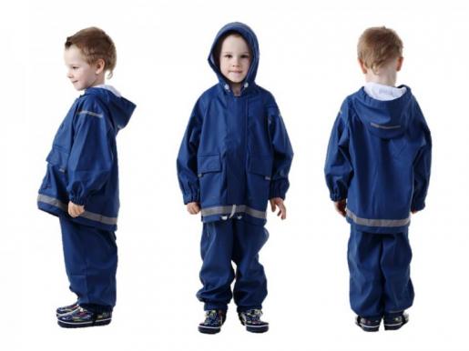 Непромокаемый детский костюм - дождевик без подкладки. Комплект куртка   полукомбинезон. Цвет синий - Фабрика детской одежды Времена года