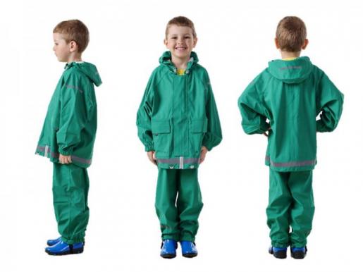 Непромокаемый детский костюм - дождевик без подкладки. Комплект куртка   полукомбинезон. Цвет изумруд - Фабрика детской одежды Времена года