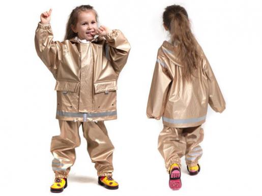 Непромокаемый детский костюм - дождевик без подкладки. Цвет золото - Фабрика детской одежды Времена года