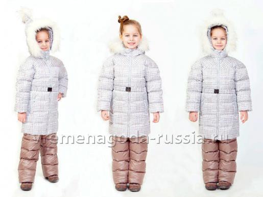 Детский зимний комплект на искусственном лебяжьем пуху для девочки "ЛЕСНОЙ ОРЕХ" - Фабрика детской одежды Времена года