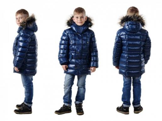 Зимняя детская куртка на пуху «Аляска» синий - Фабрика детской одежды Времена года