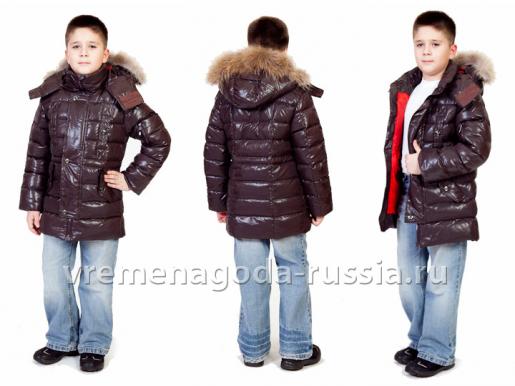 Зимняя детская куртка на пуху «Аляска» шоколад - Фабрика детской одежды Времена года
