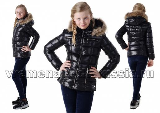 Зимняя подростковая куртка на пуху "Гламур" чёрная - Фабрика детской одежды Времена года