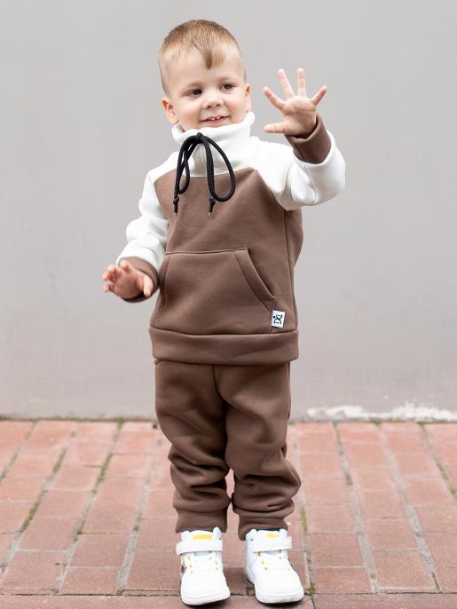 Костюм (толстовка, брюки), коричневый/молочный - Фабрика детской одежды Дашенька