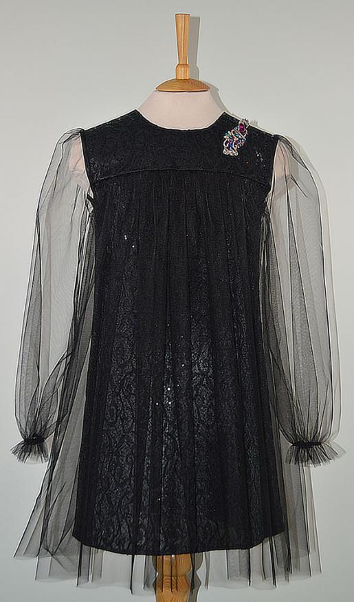 Платье нарядное черное с брошью - Производитель детской одежды Детский стиль