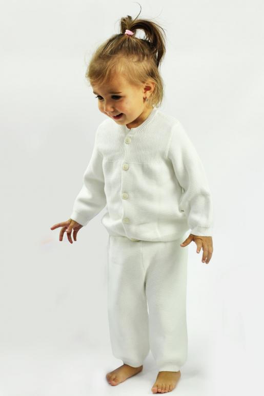 Комплект вязаный кофточка и штанишки с принтом Экрю - Производитель детской одежды Папитто