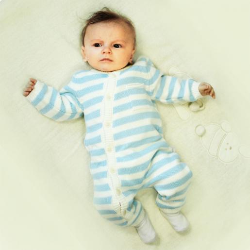 Комбинезон вязаный на подкладке Голубая полоска 73-9002 - Производитель детской одежды Папитто