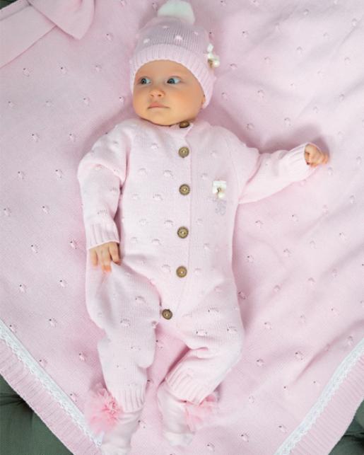 Вязаный комплект Комбинезон и шапочка (розовый) - Производитель детской одежды Luxury baby