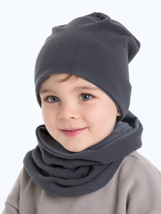 Комплект шапка и снуд из флиса "Темно-серый" ШАСНУД-Ф-ТСЕР - Фабрика детской одежды Bambinizon