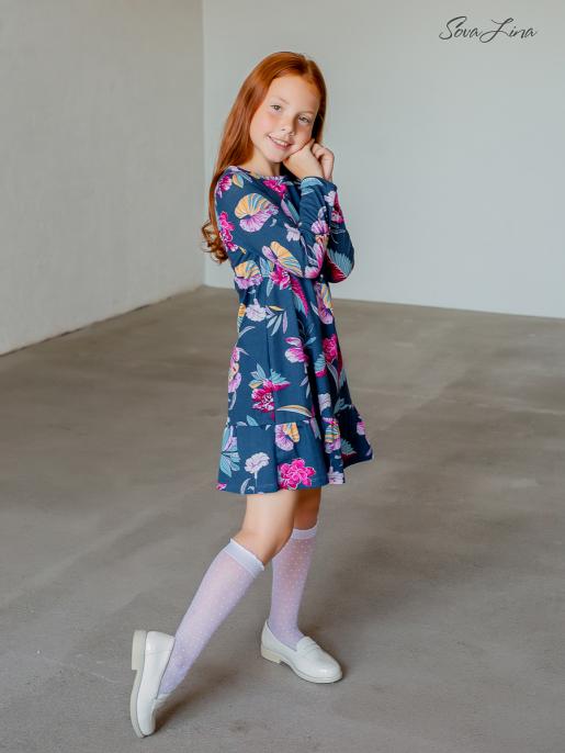 Платье Эля экзотика на зеленом - Фабрика детской одежды Sovalina