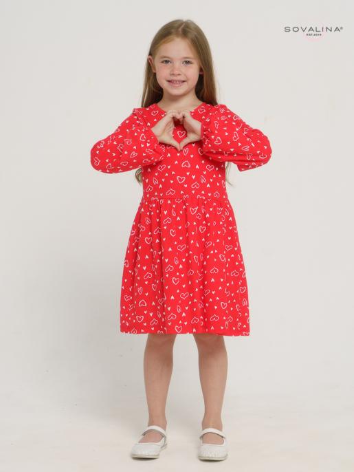 Платье Моана сердечки на красном - Фабрика детской одежды Sovalina