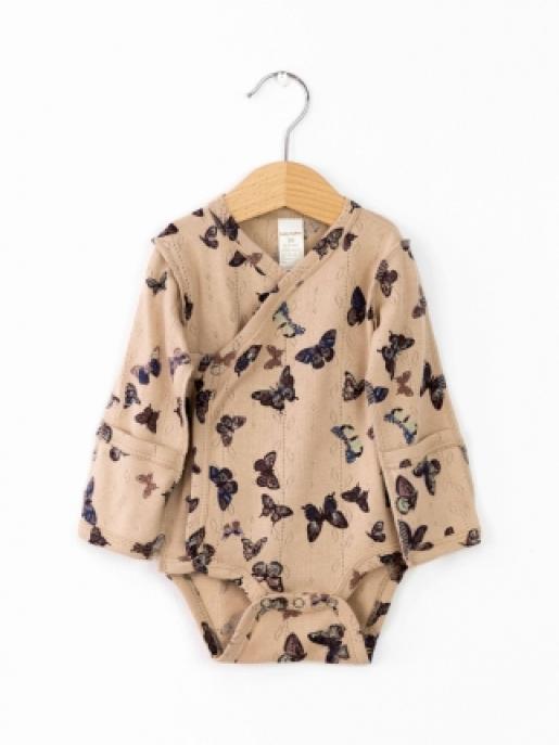 Боди с запахом (бабочки на бежевом) - Производитель детской одежды Baby Boom