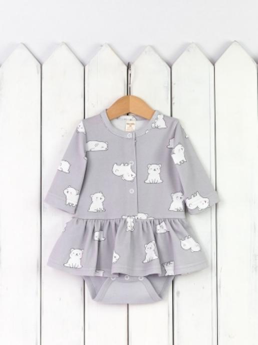 Боди-платье (мишки белые на сером) - Производитель детской одежды Baby Boom