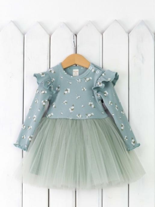 Платье (цветочки на полыни/мята) - Производитель детской одежды Baby Boom