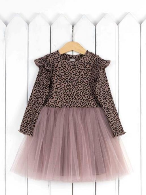 Платье (лапша/леопард/фатин дым. роз.) - Производитель детской одежды Baby Boom