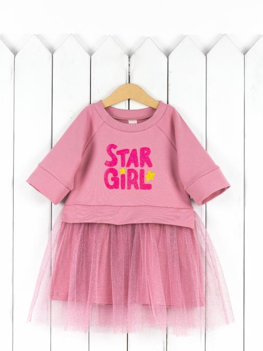 Платье (с печатью/розовый зефир/фатин пудра) - Производитель детской одежды Baby Boom