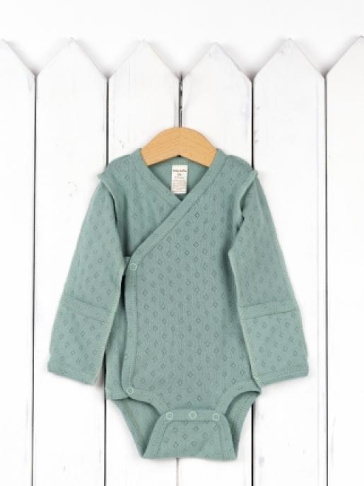 Боди с запахом (ажурная рибана/шалфей) - Производитель детской одежды Baby Boom