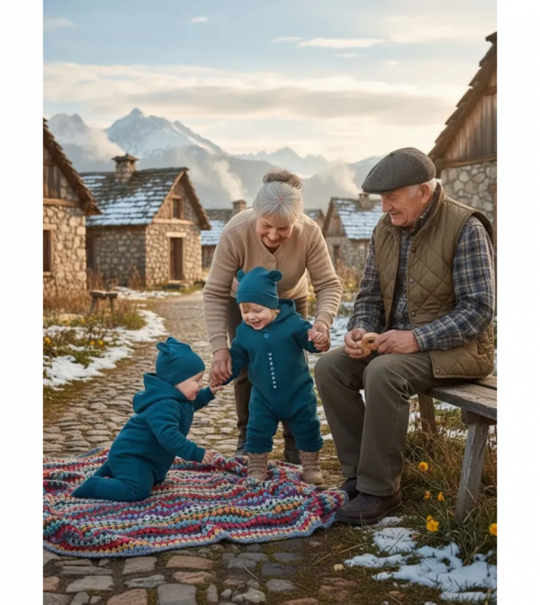Комбинезон утепленный начесом для малышей с шапкой