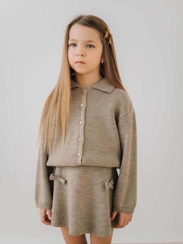 Кардиган с воротником, Бежевый