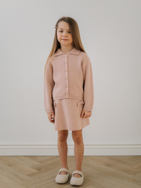 Кардиган с воротником, Пудровый