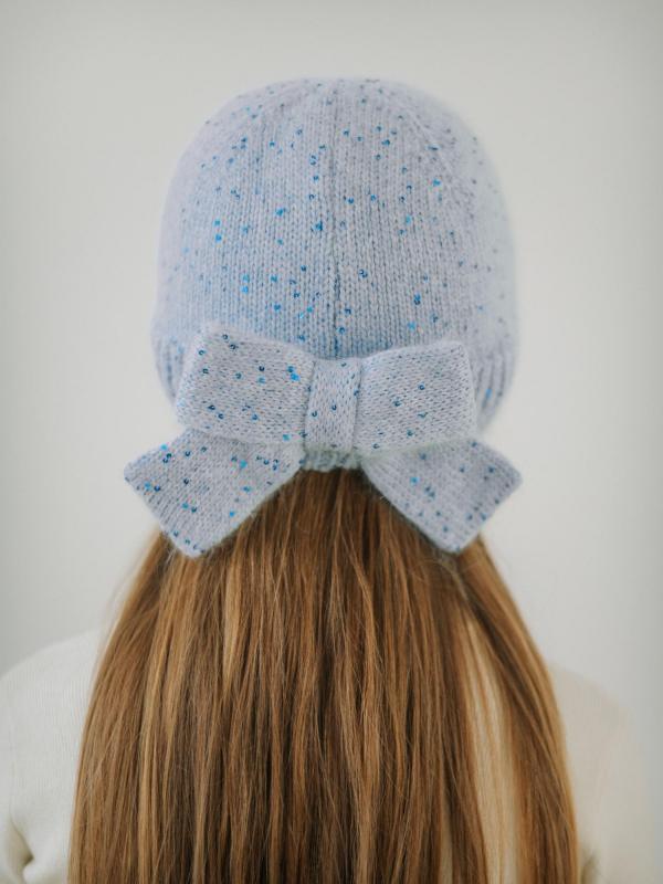 Шапка с бантиком, Голубой
