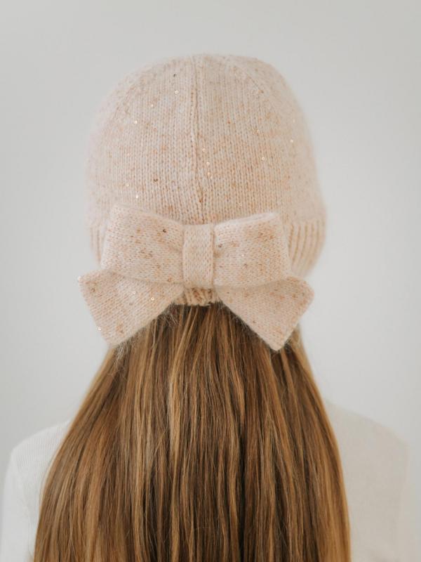 Шапка с бантиком, Персиковый