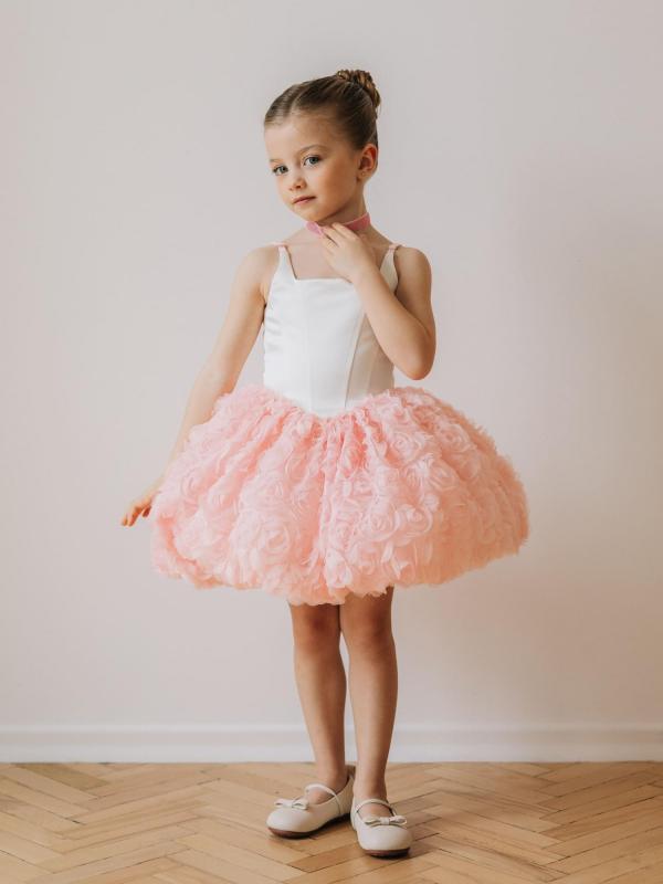 Платье атласное "Балерина", Молоко