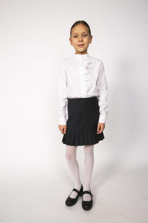 Базовая белая блузка с синим акцентом - Производитель детской одежды CHADOLINI