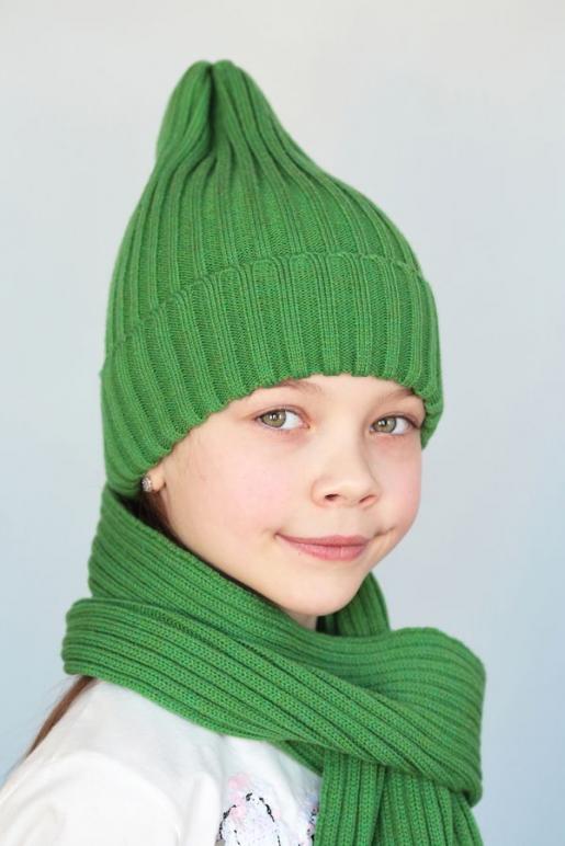 Шапочка трикотажная зеленая - Производитель детских головных уборов Шанти Пунти