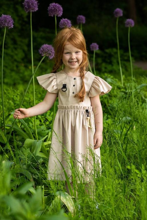Летнее бежевое детское платье - Производитель детской одежды Leya.me