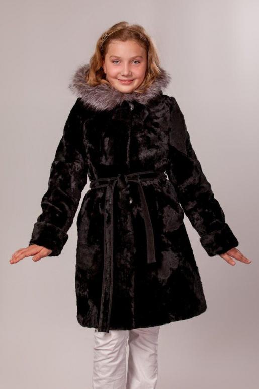 Мутоновая шубка черная - Производитель детской меховой одежды Зимняя принцесса