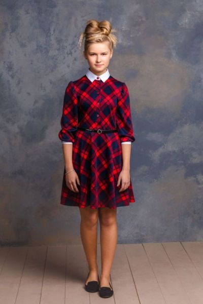 Платье для девочки «Клеточка» - Фабрика одежды для девочек Мари Текс