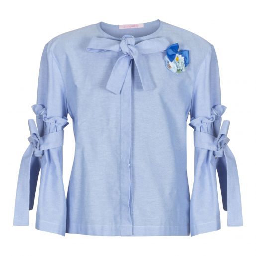 Блузка детская голубая с бантом   Stilnyashka - Производитель детской одежды Stilnyashka