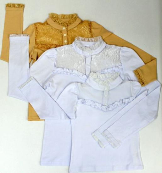 Блузка воротник стойка с кружевом - Фабрика детской одежды Лялька