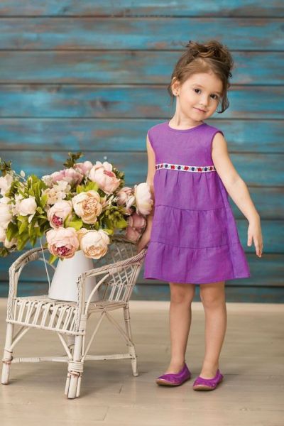 Платье для девочки воланами лен FRIZZZY - Производитель детской одежды Frizzzy