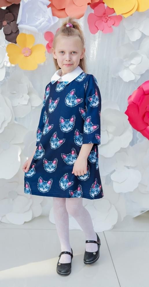 Платье Кошки - Производитель дизайнерской  детской одежды  из натуральных материалов ТМ Mister Bon & Miss Bon