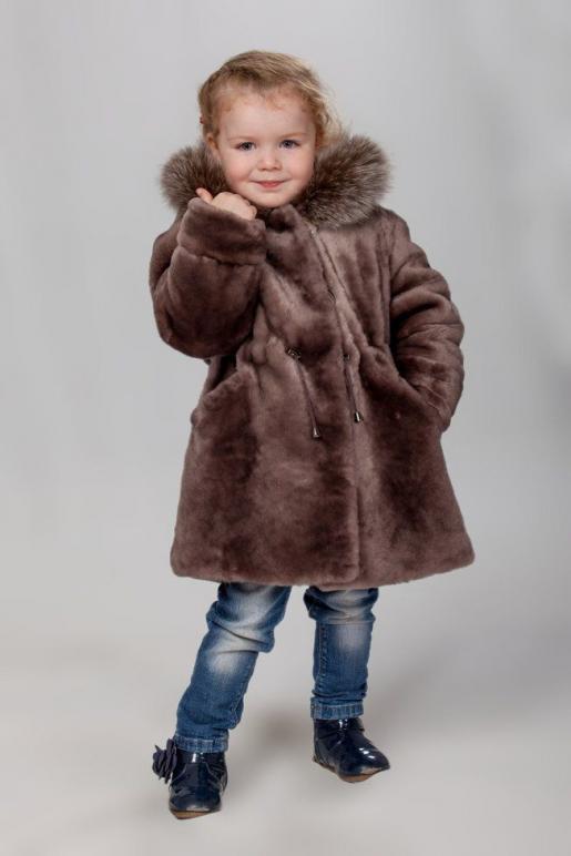 Детская шубка из мутона Орех - Производитель детской меховой одежды Зимняя принцесса