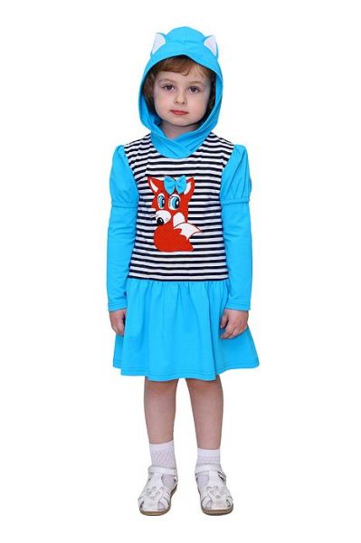Детское платье голубое с капюшоном Славита - Фабрика детской одежды Славита