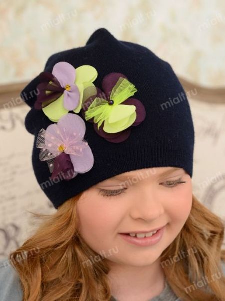 Черная детская шапка на девочку MIALT - Фабрика детских головных уборов MIALT