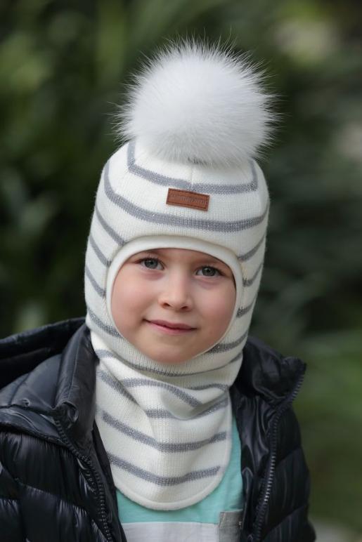 Зимний трикотажный шлем с помпоном - Производитель детских головных уборов Шанти Пунти