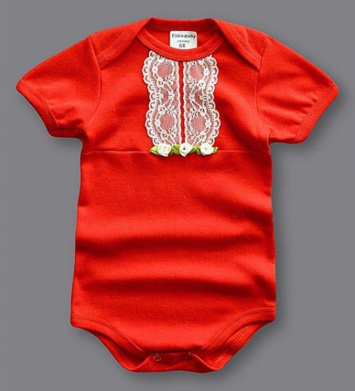 Ярко красное боди на новорожденного Elika-baby - Фабрика одежды для новорожденных Elika-baby