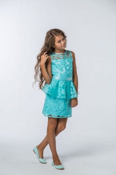 Детское нарядное голубое платье Кокетка - Кокетка