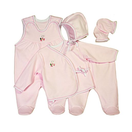 Розовый комплект на выписку Три ползунка - Фабрика детской одежды Три ползунка