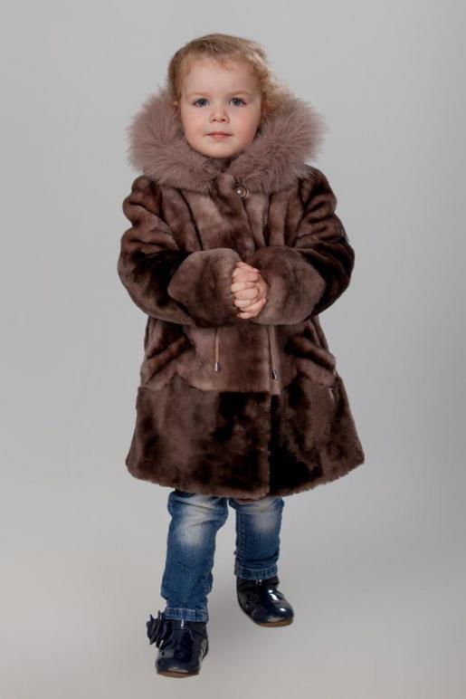Детская шубка из мутона Комби - Производитель детской меховой одежды Зимняя принцесса