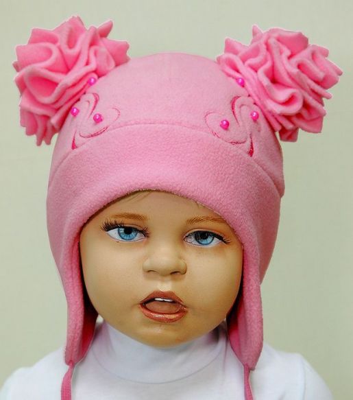 Розовая детская шапка с завязками Славита - Фабрика детской одежды Славита
